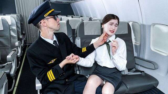 Молодую стюардессу ебут в салоне самолета